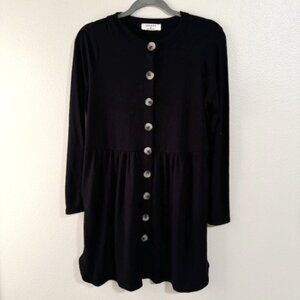 Zenana Black Cotton Button Dress - M
